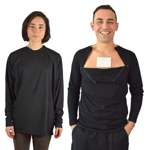 Inspired Comforts Men's/Unisex Chemo Port Access Shirt with Dual